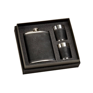 Creative Gifts International - Conjunto de frasco de couro sintético e copo de shot