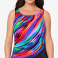 Reebok Swim Glowing Strong Top Tankini de Gola Alta Feminino Preto Tamanho 12
