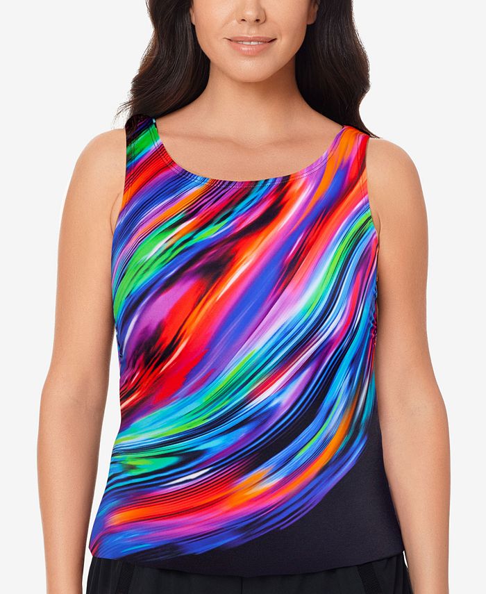 Reebok Swim Glowing Strong Top Tankini de Gola Alta Feminino Preto Tamanho 12