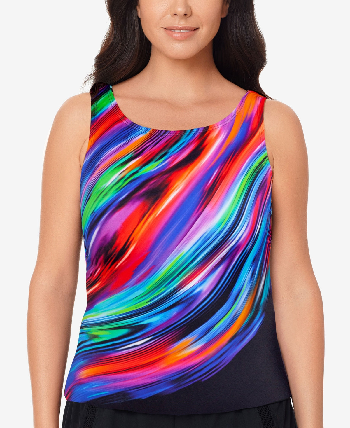 Reebok Swim Glowing Strong Top Tankini de Gola Alta Feminino Preto Tamanho 12