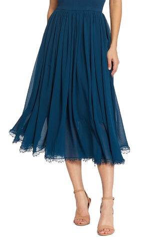 Vestido Midi Alicia Mixed Media Feminino Dress The Population Azul Tamanho Médio