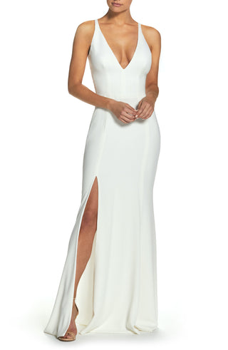 Vestido de crepe com fenda Iris para mulheres Dress The Population, branco, tamanho XX-S