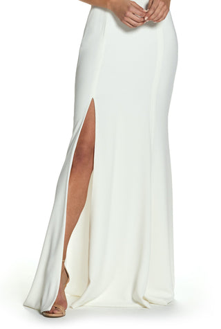 Vestido de crepe com fenda Iris para mulheres Dress The Population, branco, tamanho XX-S