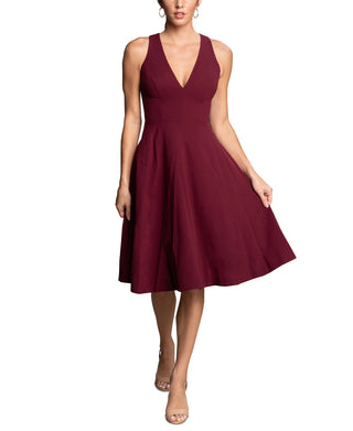 Vestido Catalina com decote em V para mulheres da Dress The Population, tamanho grande, vermelho