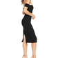 Vestido feminino estilo Bailey com ombros de fora, preto, tamanho extragrande