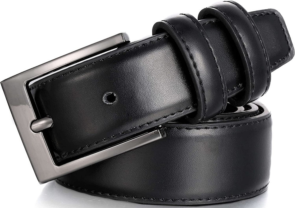 Cinto de couro masculino Mio Marino com duas presilhas, preto, tamanho 38