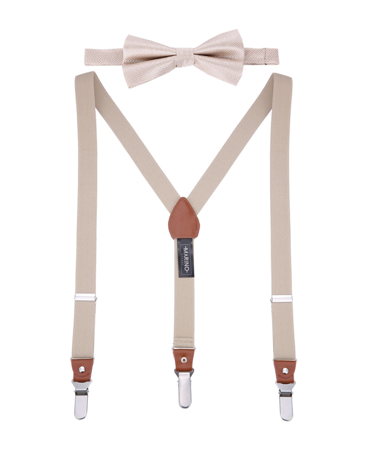 Conjunto de gravata borboleta masculina Mio Marino Snazzy com suspensório marrom tamanho 60