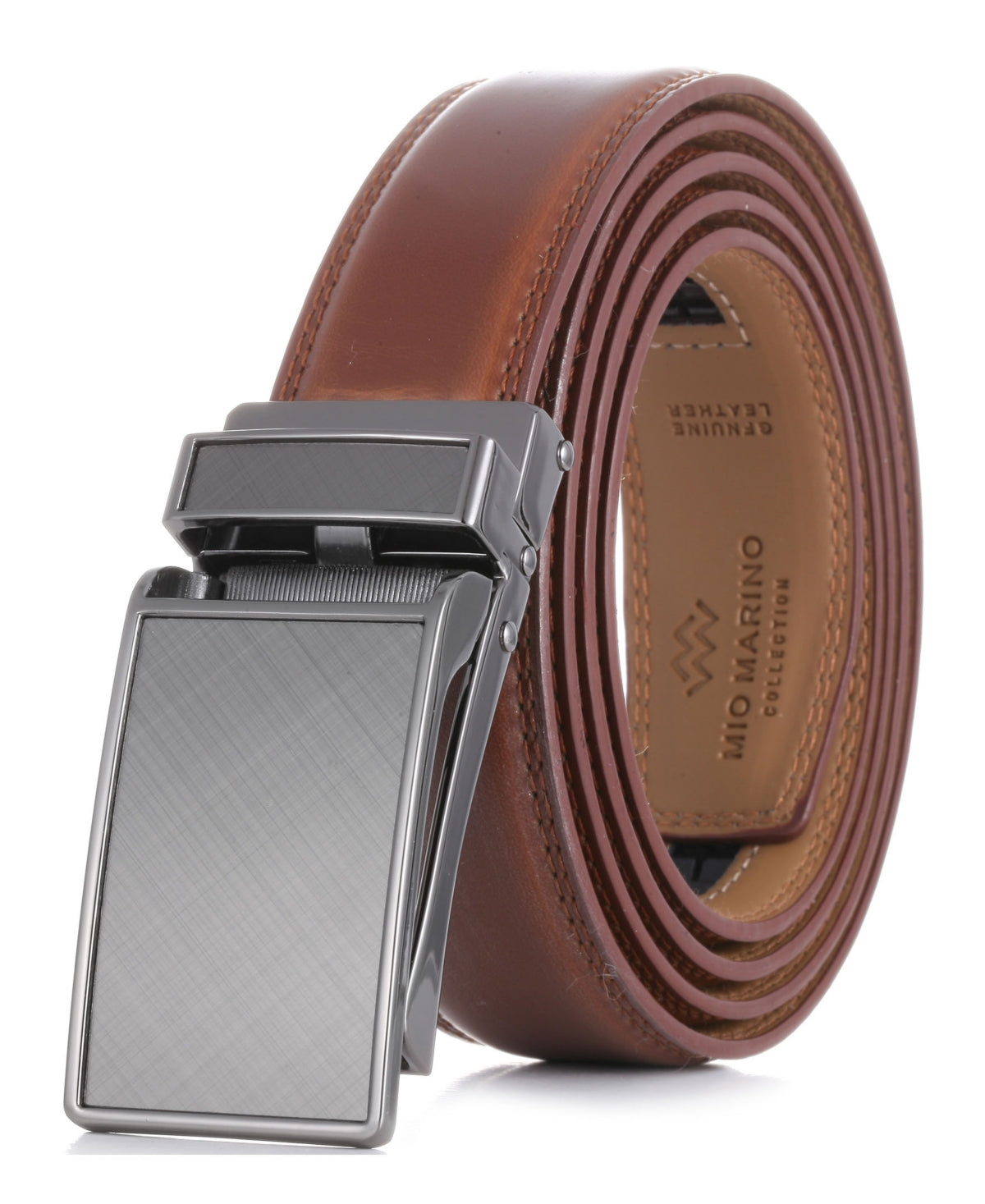 Cinto de couro com catraca Linxx Designer Masculino Mio Marino, marrom, tamanho médio