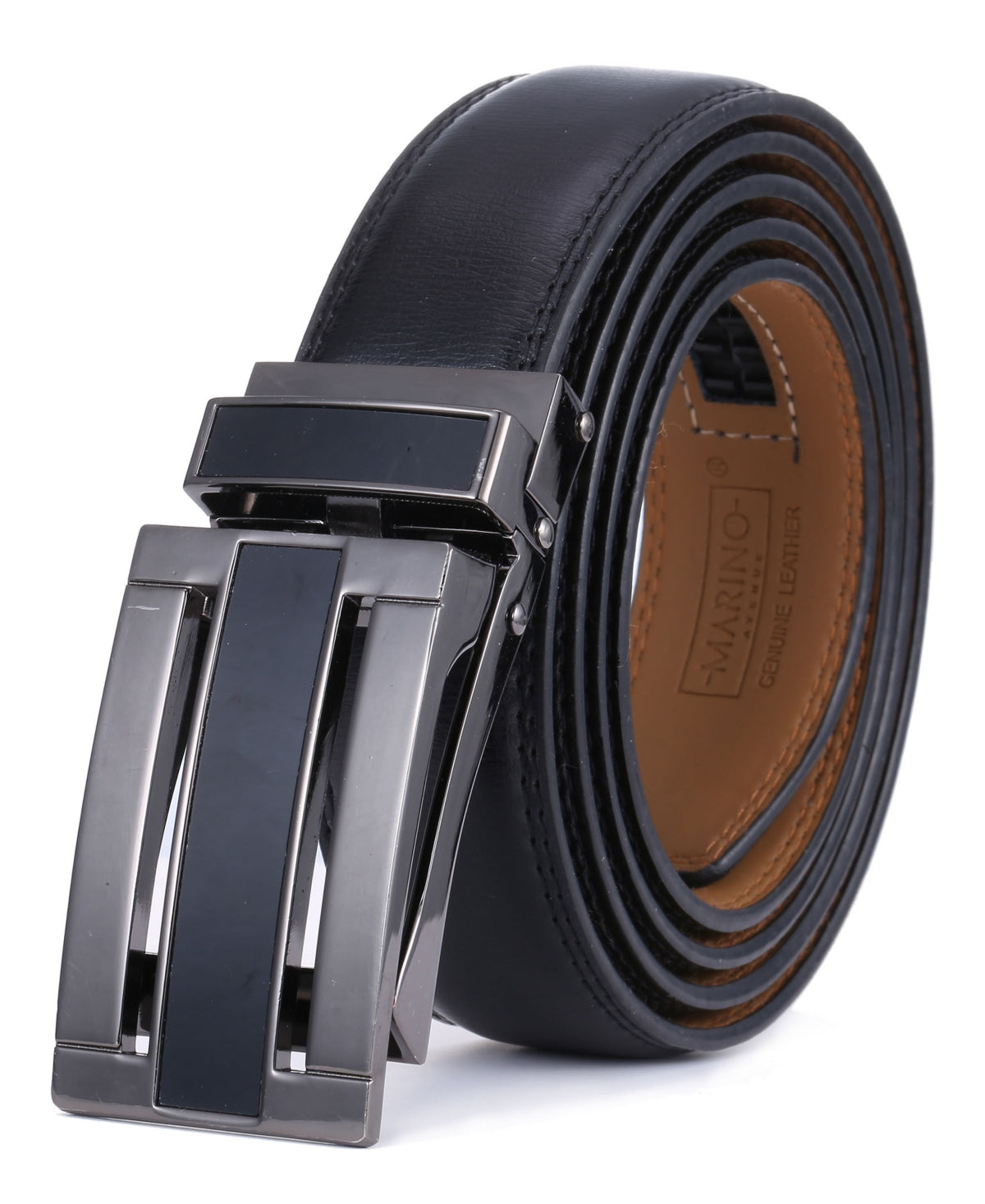 Cinto de couro com catraca Linxx Designer Masculino Mio Marino, preto, tamanho médio