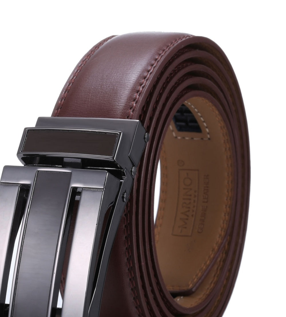 Cinto de couro com catraca Linxx masculino Mio Marino, marrom, tamanho grande