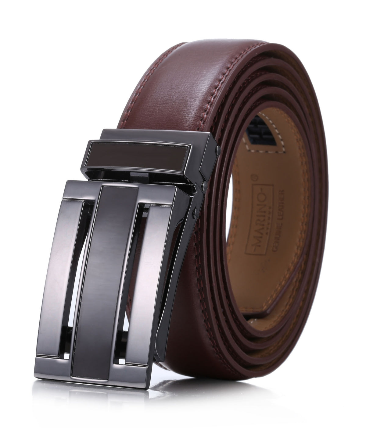 Cinto de couro com catraca Linxx masculino Mio Marino, marrom, tamanho grande