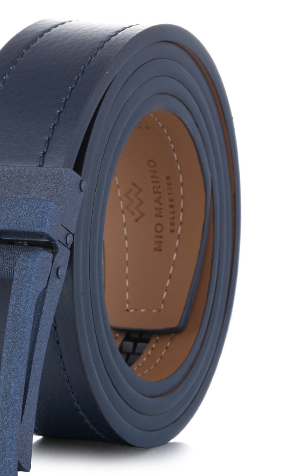 Cinto de couro resistente Linxx masculino Mio Marino com catraca, tamanho médio, azul