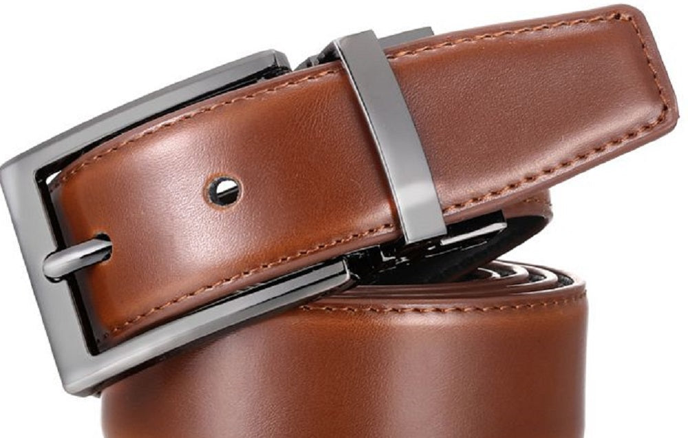 Cinto reversível tradicional de couro masculino Mio Marino, marrom, tamanho 34