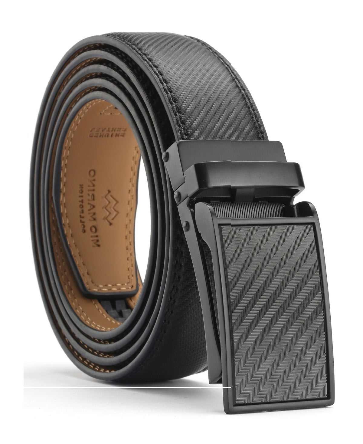 Cinto de couro com catraca Linxx Designer Masculino Mio Marino, preto, tamanho médio