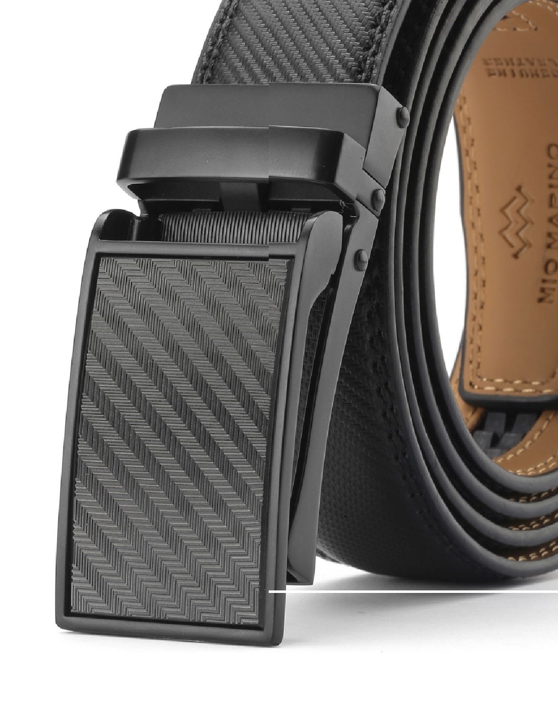 Cinto de couro com catraca Linxx Designer Masculino Mio Marino, preto, tamanho médio