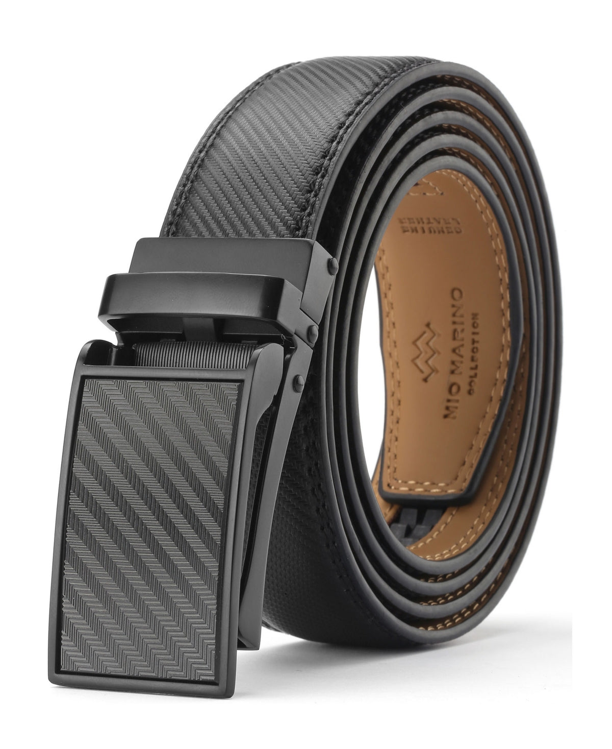 Cinto de couro com catraca Linxx Designer Masculino Mio Marino, preto, tamanho médio