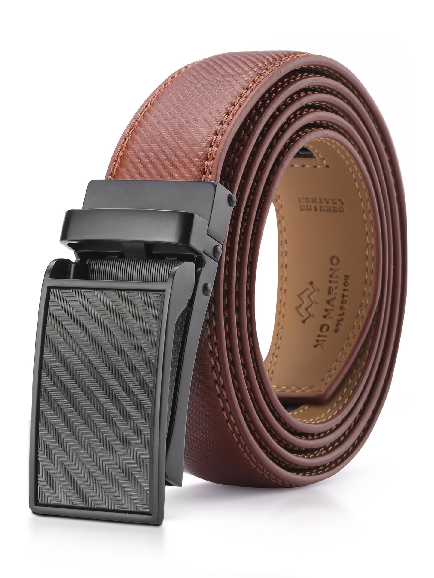 Cinto de couro com catraca Linxx masculino Mio Marino, marrom, tamanho grande