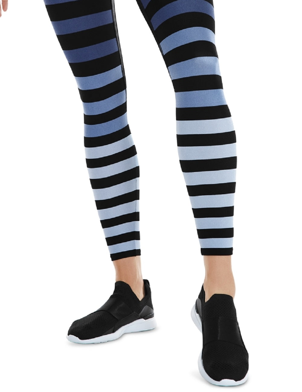 Legging feminina K-Deer listrada com comprimento de tênis, azul, tamanho extragrande