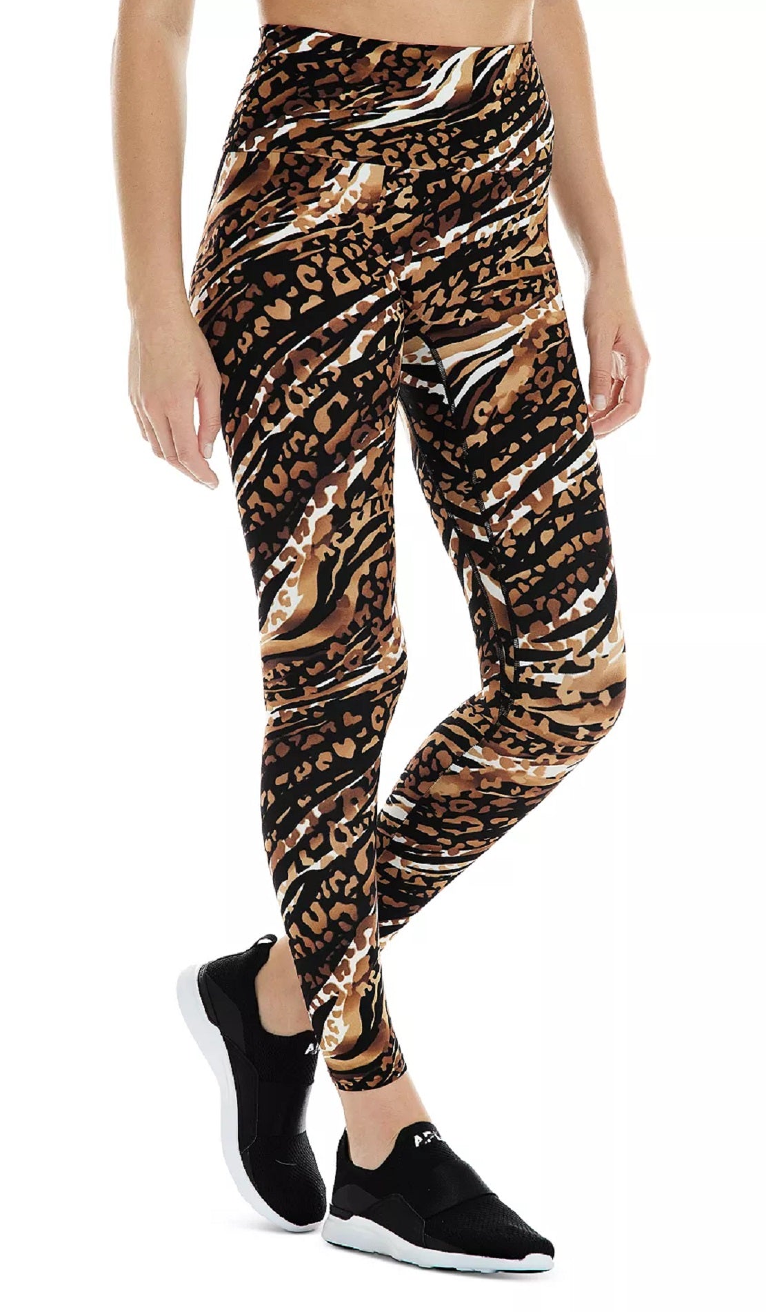 Calça legging feminina K-Deer Safari 7/8, comprimento de tênis, preta, tamanho P