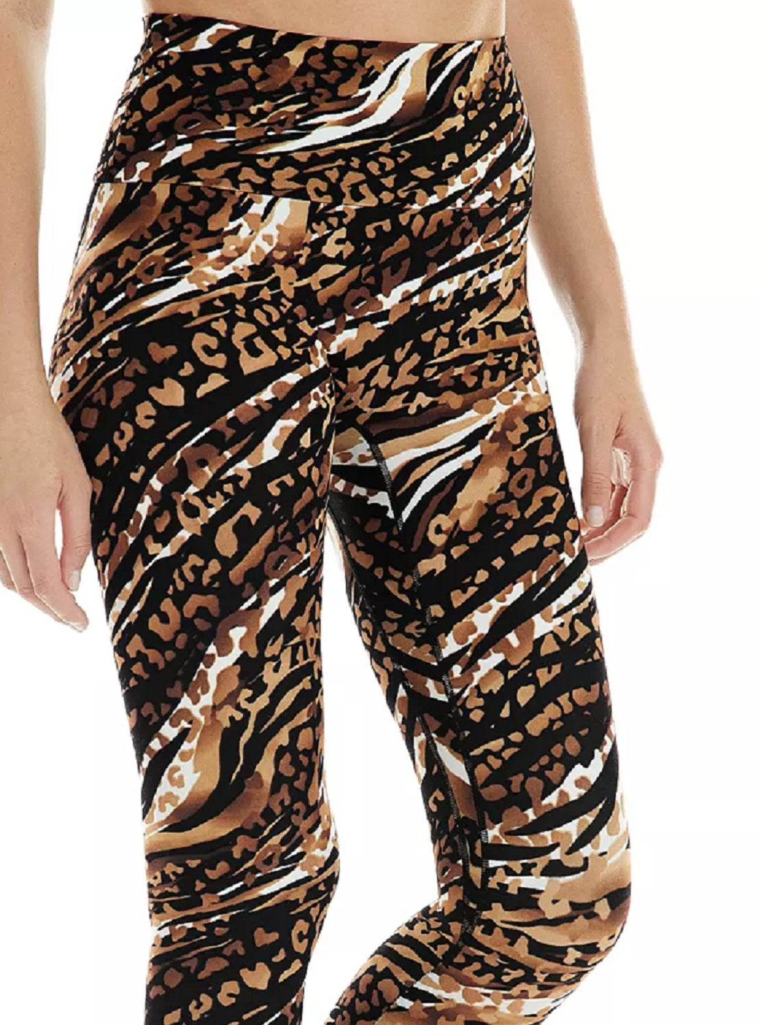 Calça legging feminina K-Deer Safari 7/8, comprimento de tênis, preta, tamanho P