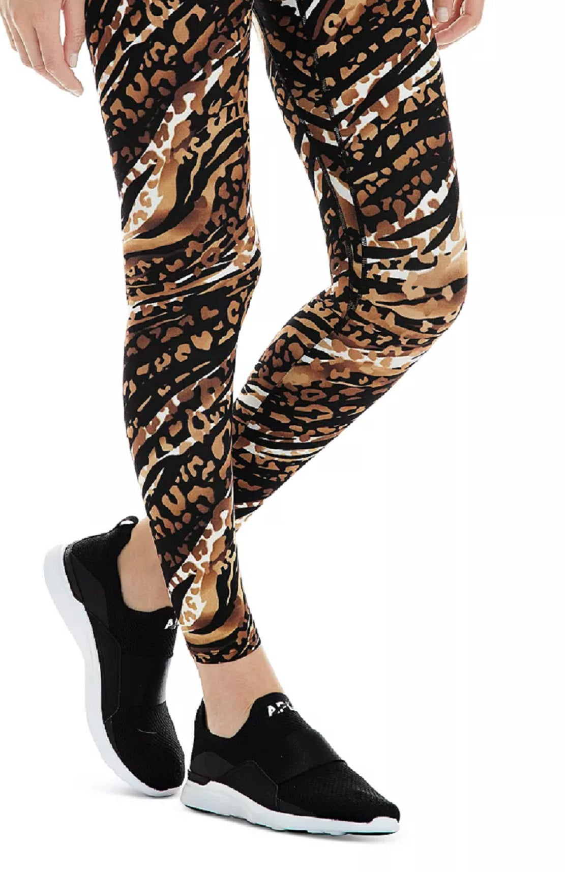 Calça legging feminina K-Deer Safari 7/8, comprimento de tênis, preta, tamanho P