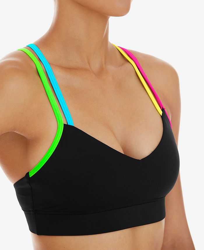 Sutiã esportivo feminino K-Deer Impact com tiras, preto, tamanho pequeno
