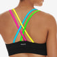 Sutiã esportivo feminino K-Deer Impact com tiras, preto, tamanho pequeno