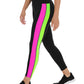 Leggings femininas K-Deer Sprint com listras laterais, pretas, tamanho pequeno
