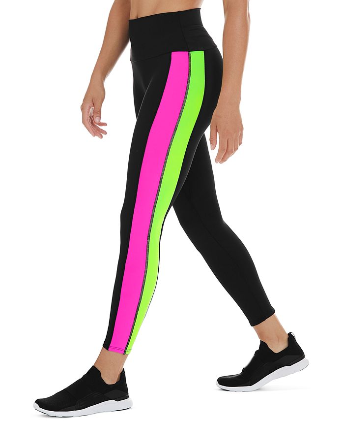 Leggings femininas K-Deer Sprint com listras laterais, pretas, tamanho pequeno
