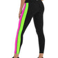 Leggings femininas K-Deer Sprint com listras laterais, pretas, tamanho pequeno