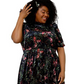 Vestido midi de veludo floral Miranda da Leota feminino, verde, tamanho 1X