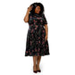 Vestido midi de veludo floral Miranda da Leota feminino, preto, tamanho 2X