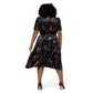 Vestido midi de veludo floral Miranda da Leota feminino, preto, tamanho 2X