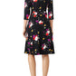 Vestido envelope floral feminino Leota, preto, tamanho 3X