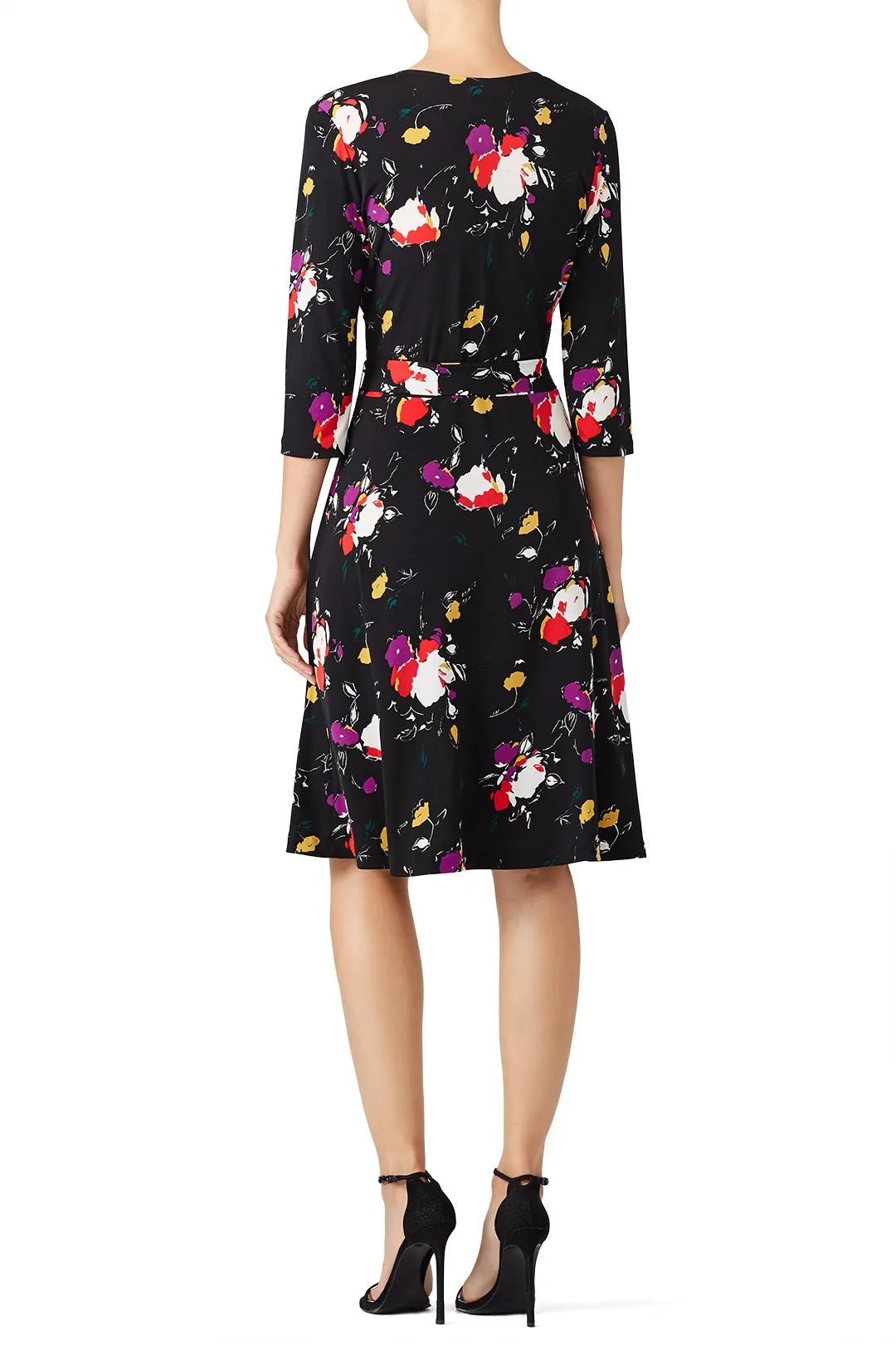 Vestido envelope floral feminino Leota, preto, tamanho 3X
