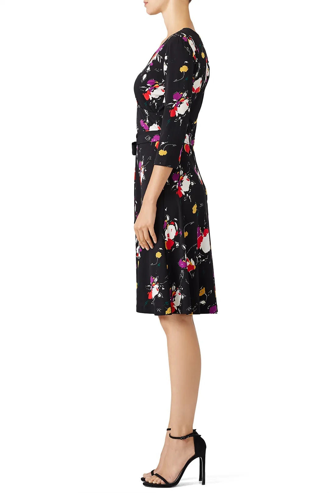 Vestido envelope floral feminino Leota, preto, tamanho 3X