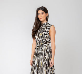 Vestido Mindy sem mangas feminino Leota em branco zebra