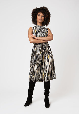 Vestido Mindy sem mangas feminino Leota em branco zebra