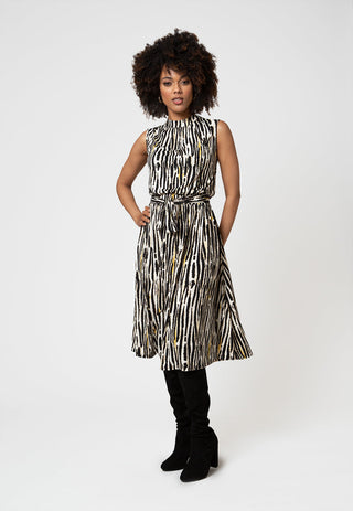 Vestido Mindy sem mangas feminino Leota em branco zebra