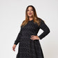 Vestido Lara Feminino Leota em Jacquard Luxe com Linhas Diamante (Curve) Preto