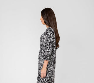 Leota Women's 3/4 Sleeve Melanie Dress in Graphic Gardenia White