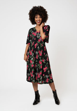 Vestido Zoe de manga curta feminino Leota em preto Ruby Rose