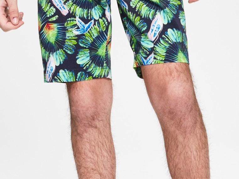 Shorts masculinos Paisley &amp; Gray com estampa de folhas e guerreiro slim fit, preto, tamanho 32W