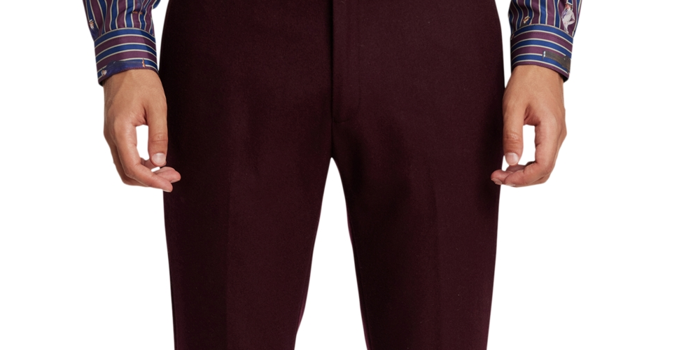 Calça de terno masculina Paisley &amp; Gray Slim Fit vermelha tamanho X-G