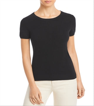 C by Bloomingdale's Short-Sleeve Cashmere Sweater Black Size M