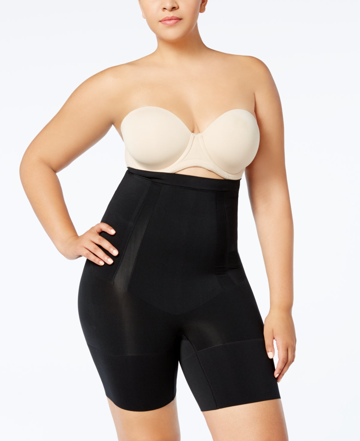 Shorts SPANX® OnCore de cintura alta até o meio da coxa em preto, tamanho 1X