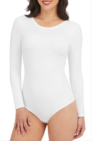 Body Spanx Branco Manga Longa Gola Redonda, Tamanho X-S