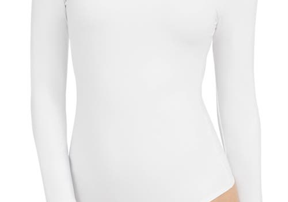 Body Spanx Branco Manga Longa Gola Redonda, Tamanho X-S