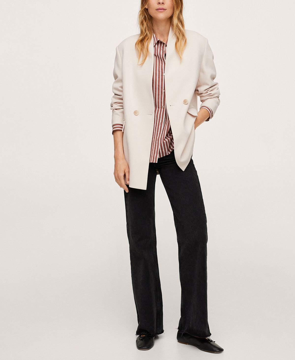 Casaco estilo blazer feminino Mango bege tamanho médio