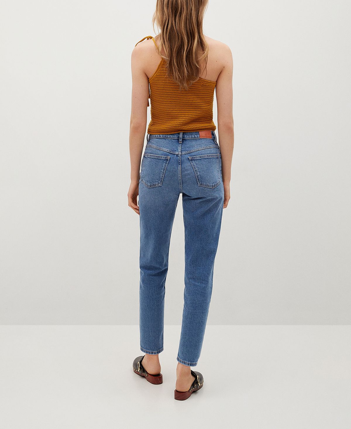 Calça Jeans Mom-Fit Feminina Mango Azul Tamanho 12